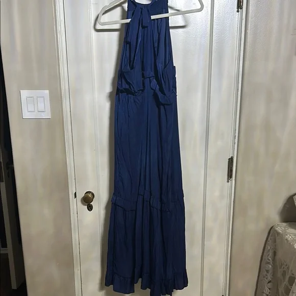 Blue Tiered Ruffled Halter Maxi Dress - Picture 2 of 5